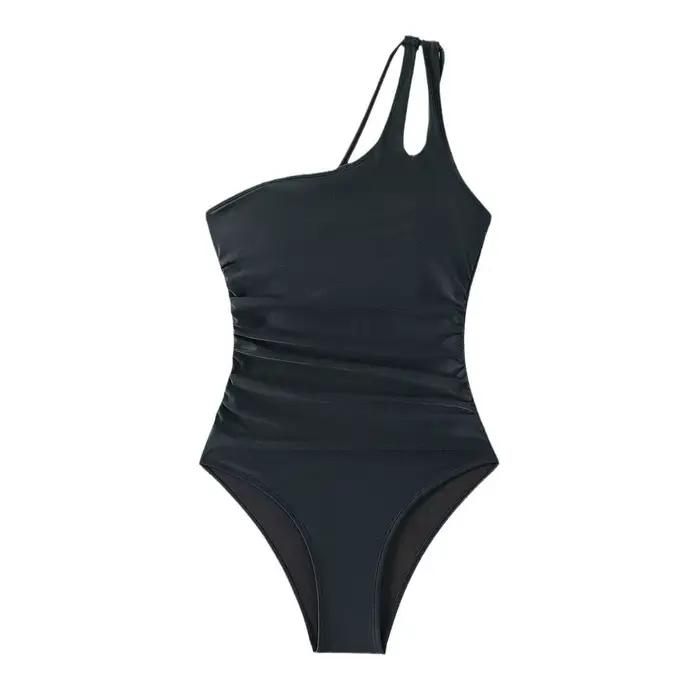 Nouveau Bikini une pièce maillot de bain femmes minceur plissé évider bandoulière corps façonnage in