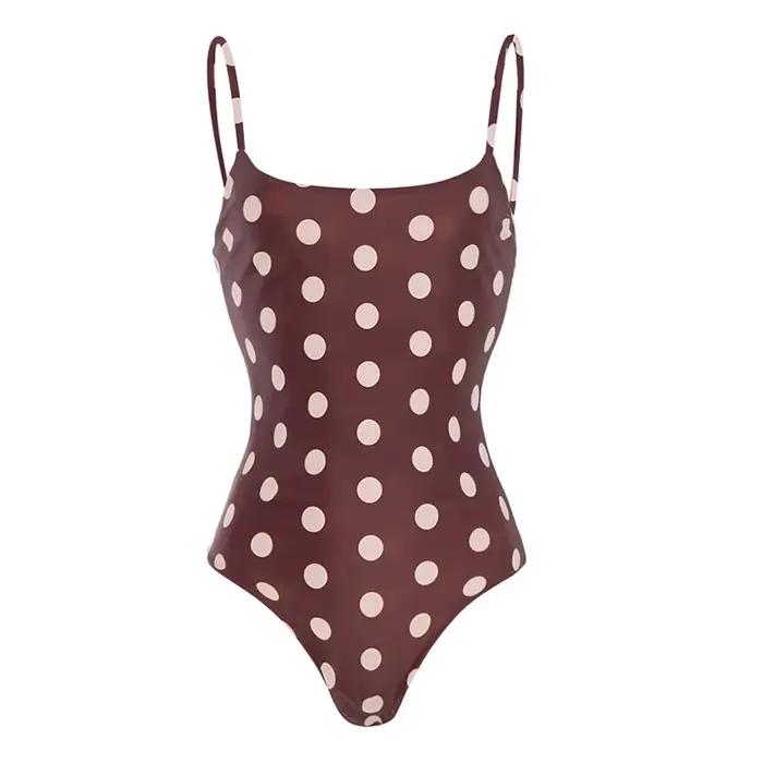 Ensemble de maillots de bain bikini sexy à bretelles pour femmes, imprimé à pois, maillot de bain tr