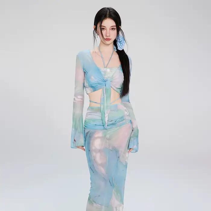 Maillot de bain fendu pour femmes, ensemble quatre pièces, amincissant, Style Ins, Sexy, bain de pri