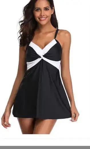 Maillot de bain deux pièces noir et blanc, grande taille, rembourré, sexy, dos nu, pour femmes, vête