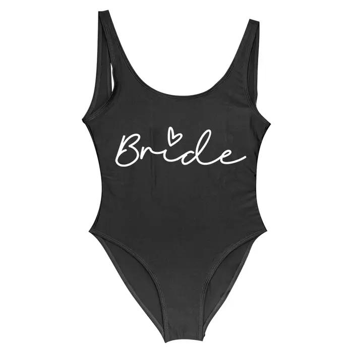 Maillot de bain une pièce blanc pour femme, tailles S-3XL, pour équipe de la mariée, enterrement de 