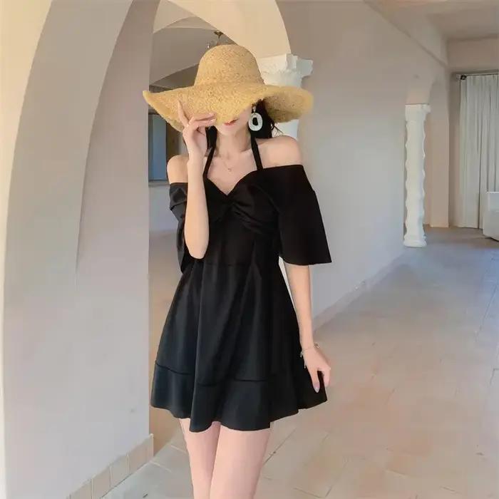 Maillot de bain une pièce pour femme, style jupe coréenne, amincissant, trempé, plage d'été, vacance