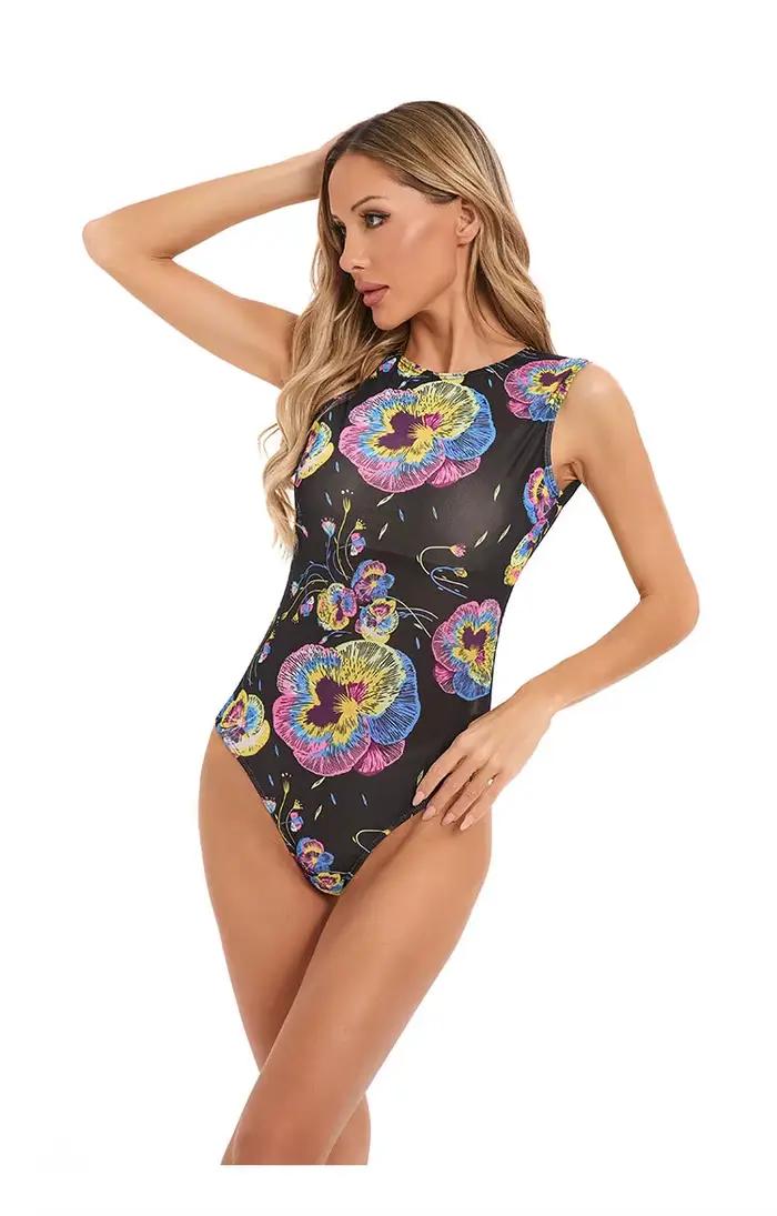 Maillot de bain sexy tendance 2026, imprimé numérique 3D, pour femme, bikini sans manches, protectio