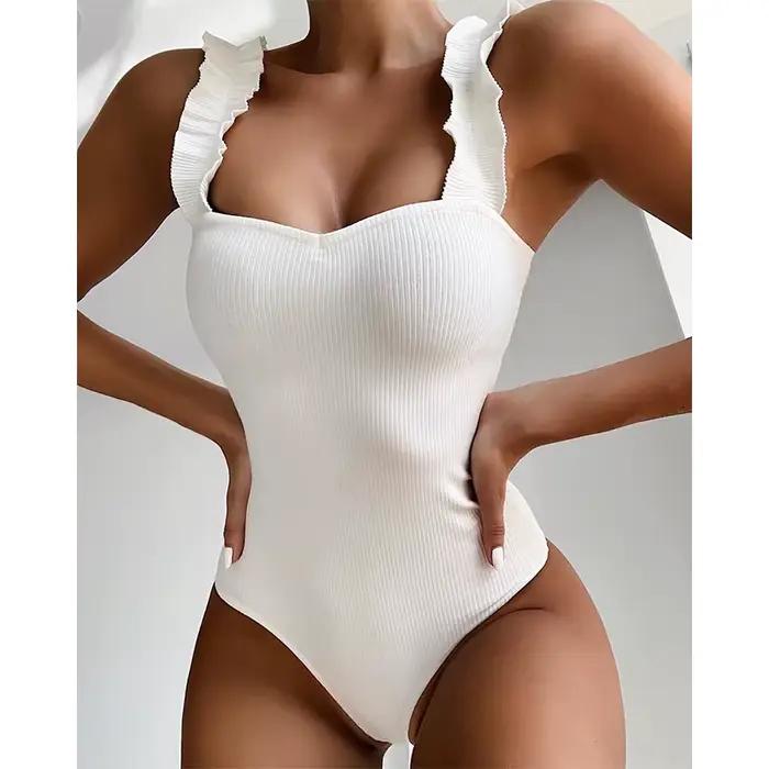 Maillot de bain une pièce Sexy pour femmes, à volants, oreilles en bois, Push Up, Monokini, vêtement