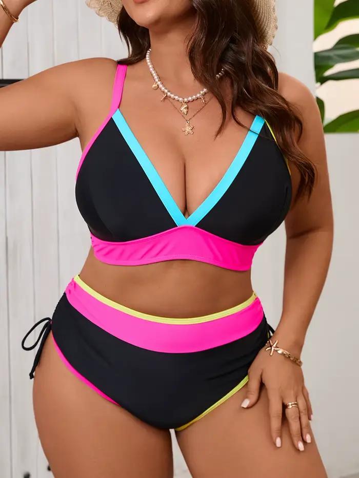 Maillot de bain grande taille 2026 pour femme, deux pièces, taille haute, coupe triangle, 0XL-5XL