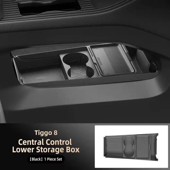Pour Chery Tiggo 8 2026 : Boîte de rangement inférieure de la console centrale et organiseur de lune
