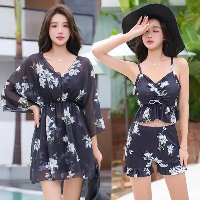 Maillot de bain grande taille pour filles, ensemble trois pièces amincissant et conservateur, idéal 