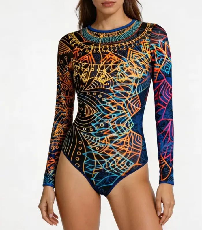 Maillot de bain une pièce 2025 avec bonnets intégrés et tissu maillé anti-UV, style russe