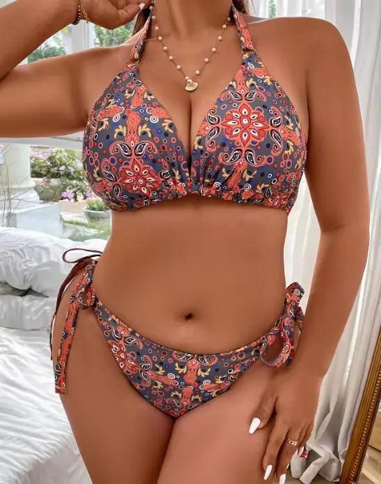 Maillot de bain grande taille, nouveau maillot de bain imprimé européen et américain pour femmes gra