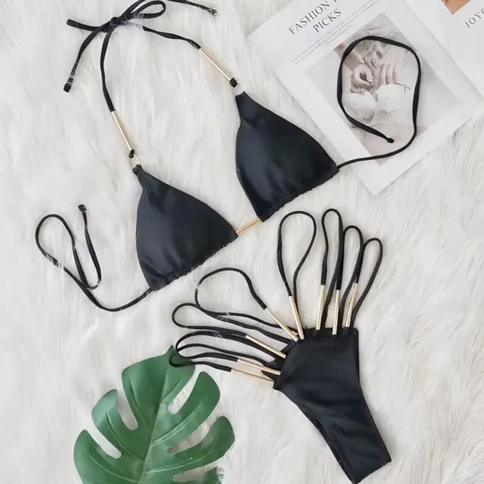 Maillot de bain sexy pour femmes, ensemble deux pièces, soutien-gorge push up, style brésilien, vête