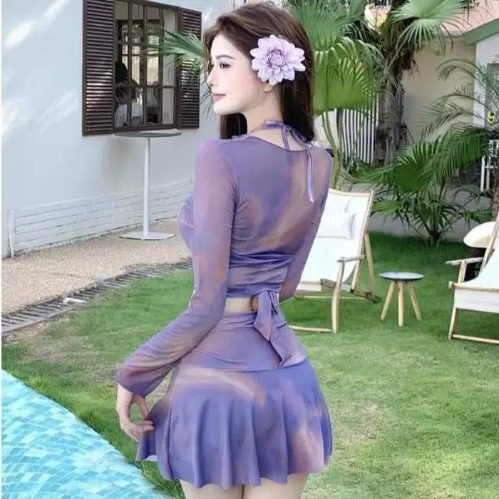 Maillot de bain trois pièces style jupe