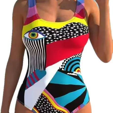Nouvelle collection 2026 : Maillot de bain une pièce imprimé abstrait pour femme