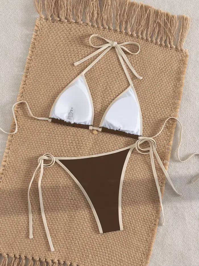 Nouveau Maillot de Bain Patchwork Push-Up Femme 2026 – Bikini Sexy Brésilien Micro