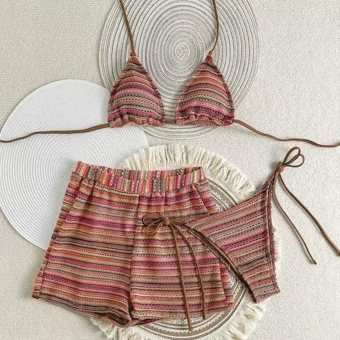 Maillot de bain sexy à rayures pour femmes