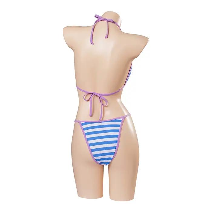 Ensemble de bikini à rayures bleues pour femmes