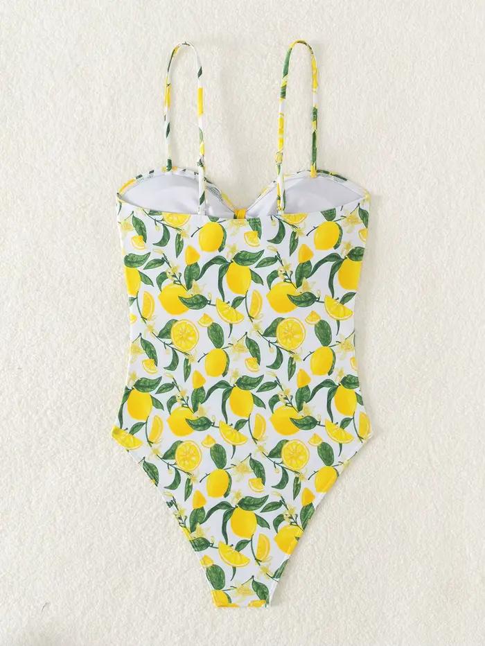 Nouveau Maillot de Bain Une Pièce Sexy 2026 à Imprimé Fruits Jaunes