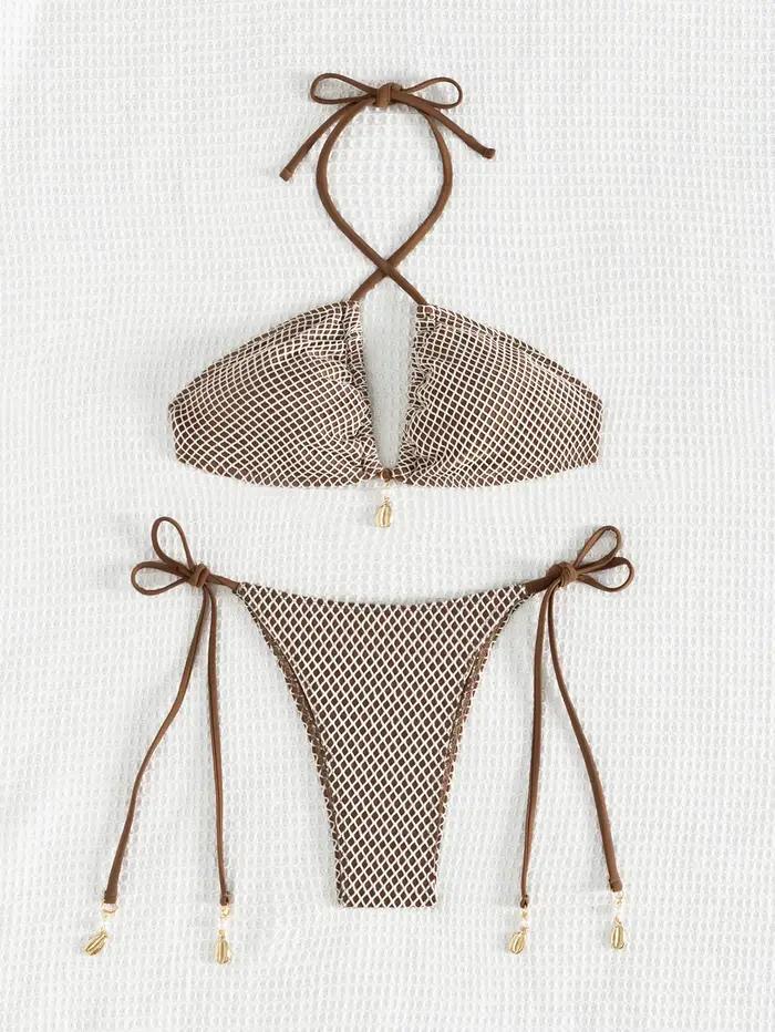 Bikini dos nu Daxiyee en polyester pour femmes avec soutien mammaire, bandeau, style de plage, couleur solide, occassions variées, mariages, fêtes, vacances