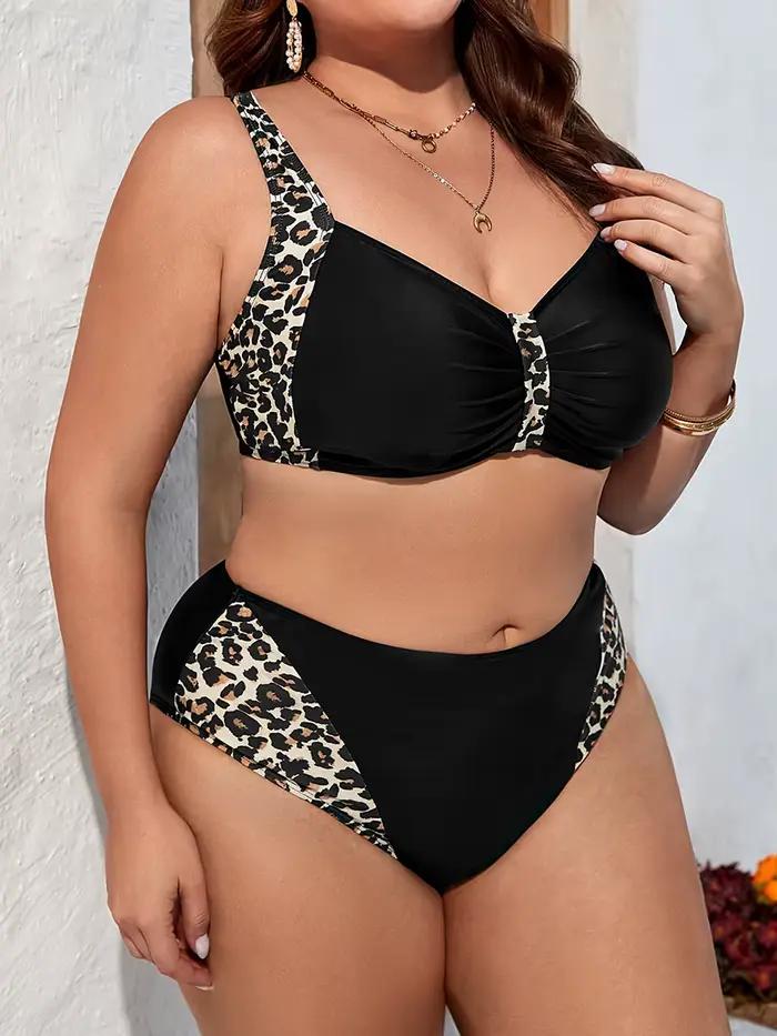 Maillot de Bain Grande Taille Femme Imprimé Léopard Pour Nager Tailles 0XL-5XL Occasions Spéciales Plage Natation Style Moderne