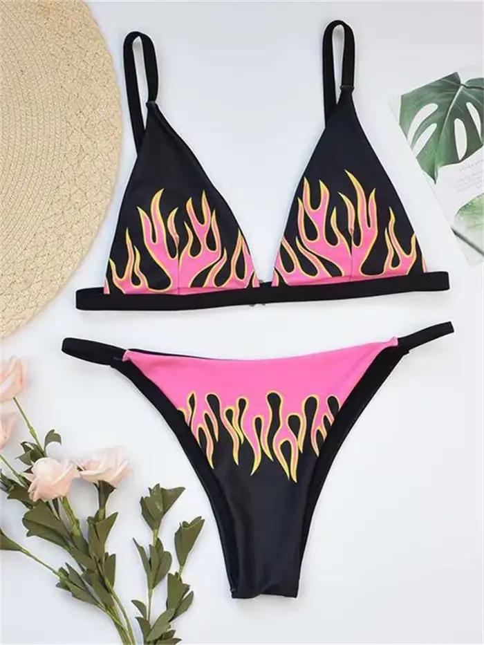 Maillot de bain imprimé feu pour femme