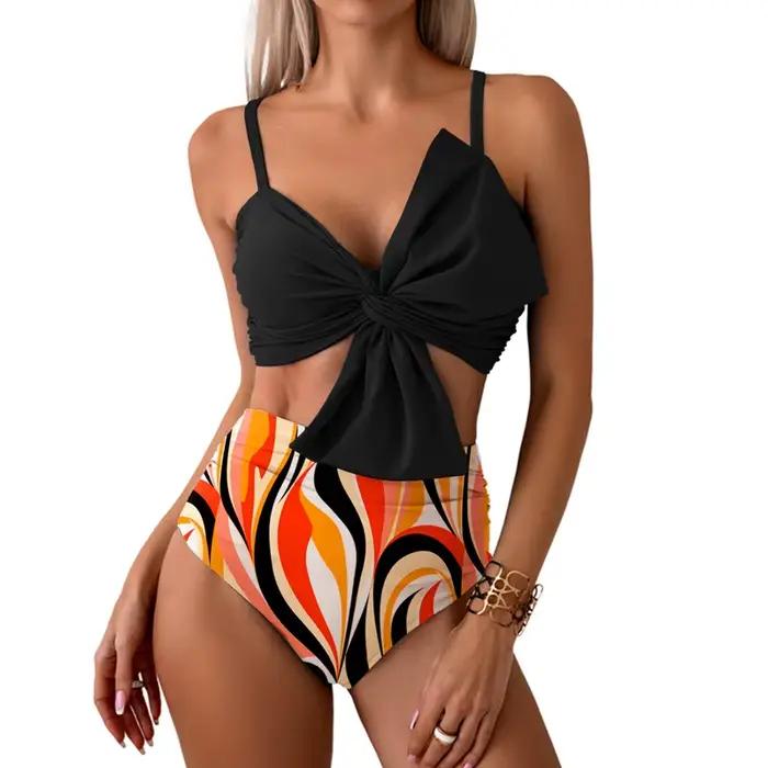 Bikini à nœud imprimé pour femmes