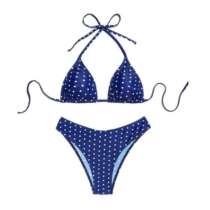 Ensemble 2 pièces de maillot de bain bikini à pois pour femme