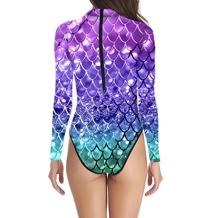 Maillot de bain une pièce vert et violet