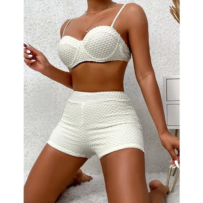 Maillot de bain blanc deux pièces pour femmes