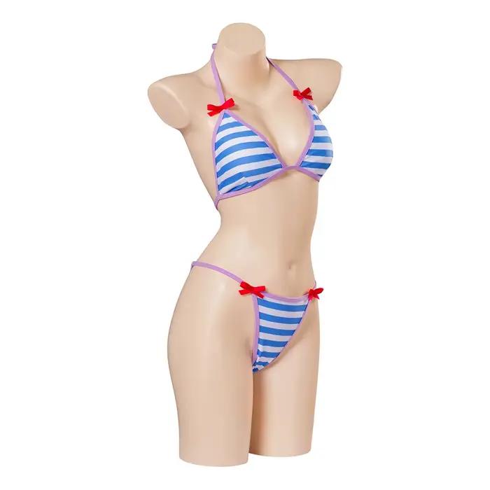 Ensemble de bikini à rayures bleues pour femmes