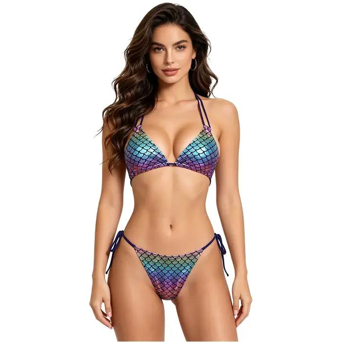 Maillot de bain sirène iridescent brillant pour femmes