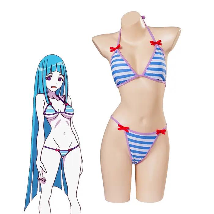 Ensemble de bikini à rayures bleues pour femmes