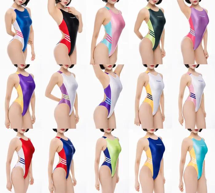 LEOHEX Maillot de bain de compétition coupe haute pour femme