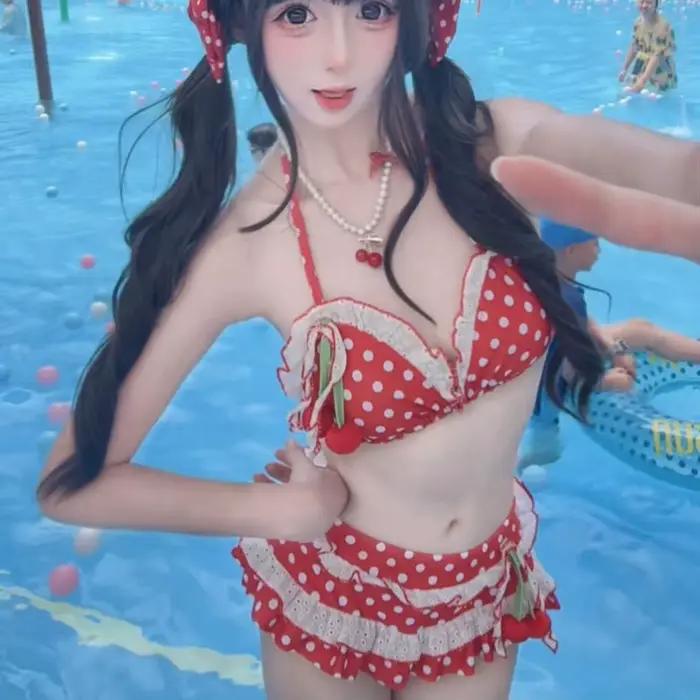 Ensemble bikini à volants Cherry Charm pour femme 2026