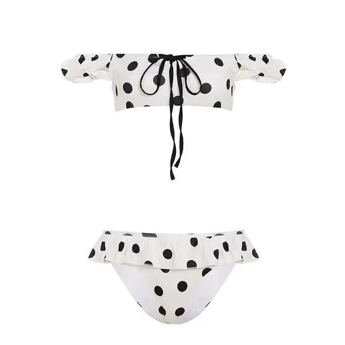 Ensemble bikini à pois sexy dos nu pour femme