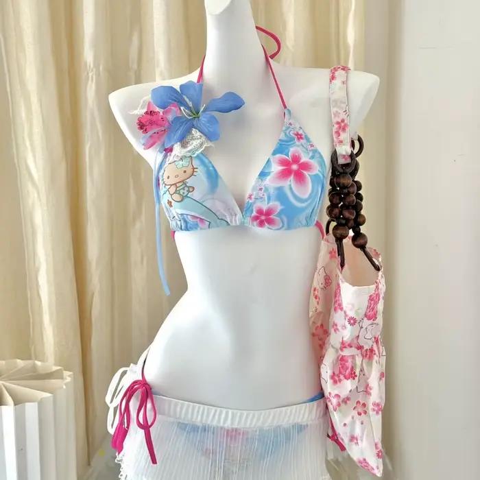 Bikini Hello Kitty Animaux Dessin Animé Pour Femmes Plage Bikini Sexy Y2K Occasions Spéciales Plage Piscine