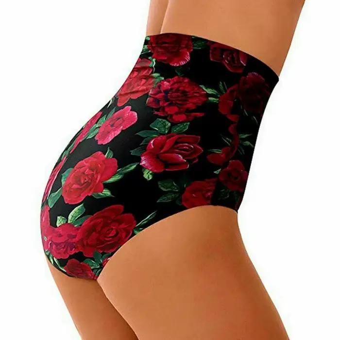 Été femmes taille haute Bikini bas maillot de bain floral