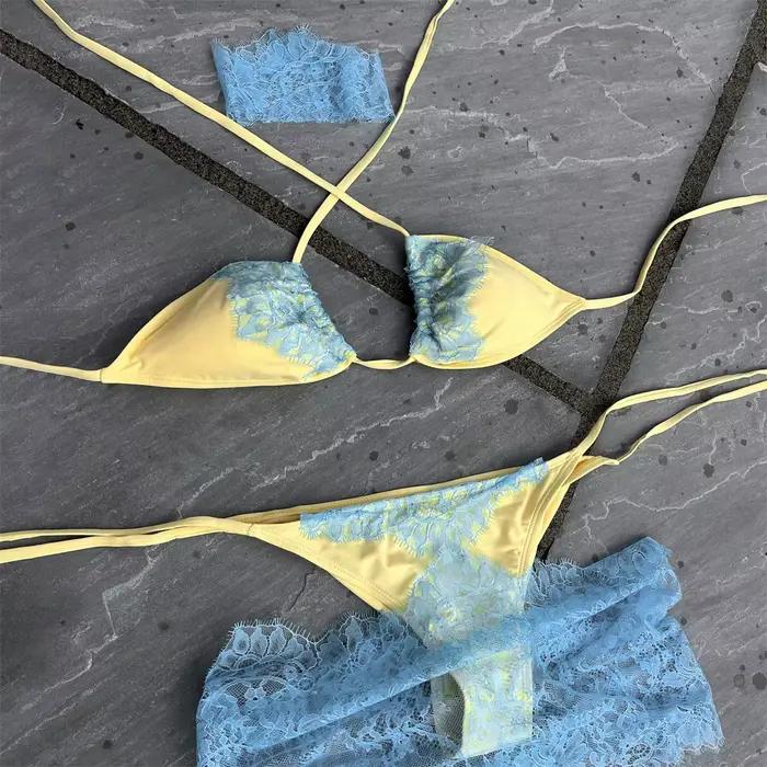 Ensemble de micro-bikini 3 pièces en dentelle