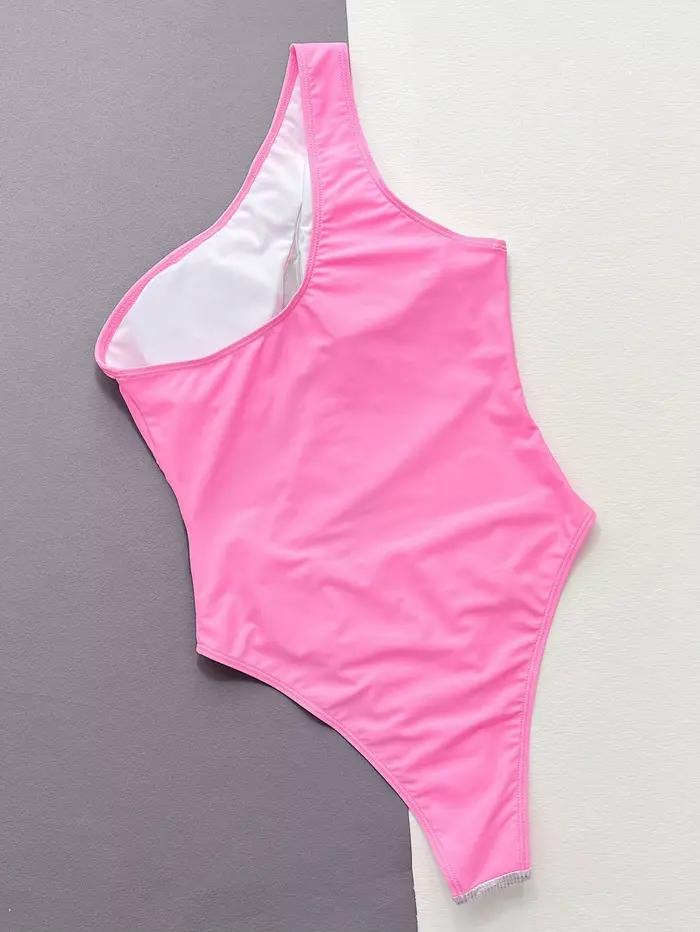 Maillot de bain une pièce scintillant pour femme, monokini sexy évidé, bikini de luxe asymétrique, maillot de bain brillant, polyester et élasthanne, style une épaule, pour nager, plage, piscine, occasions spéciales