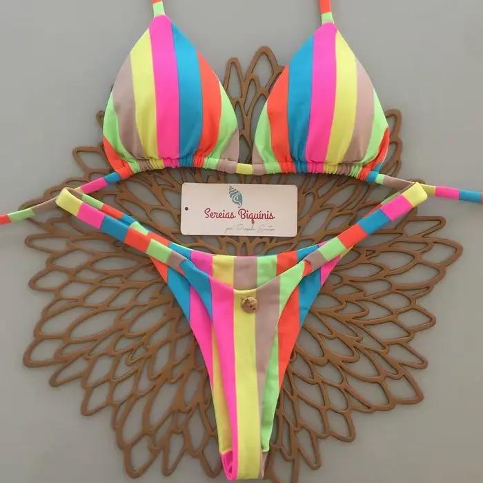 Nouvel ensemble de bikini 2026 pour femme, maillot de bain imprimé deux pièces, style brésilien, avec string, idéal pour la plage et les vacances.