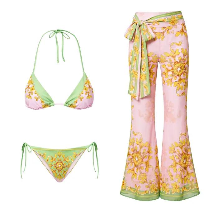 Maillot de bain bikini sexy imprimé avec jupe