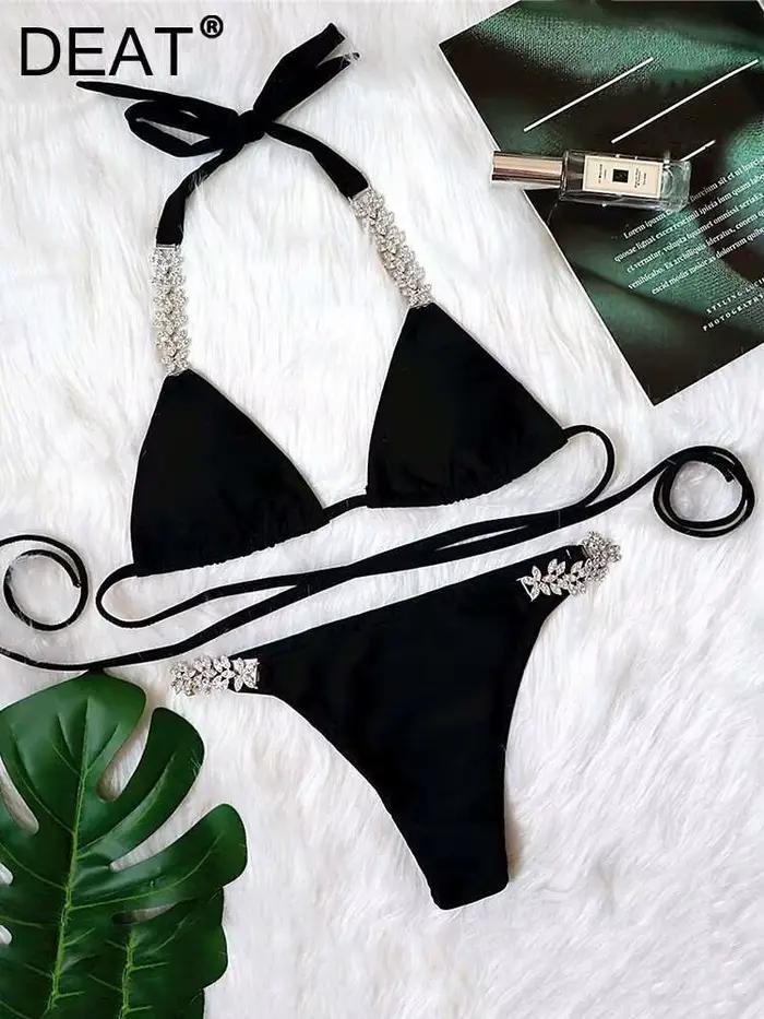DEAT Maillot de bain sexy à lacets pour femme