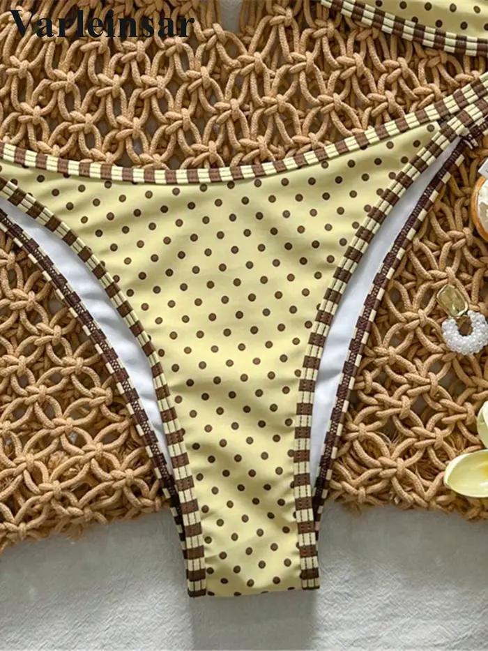 Maillot de bain deux pièces à pois pour femme
