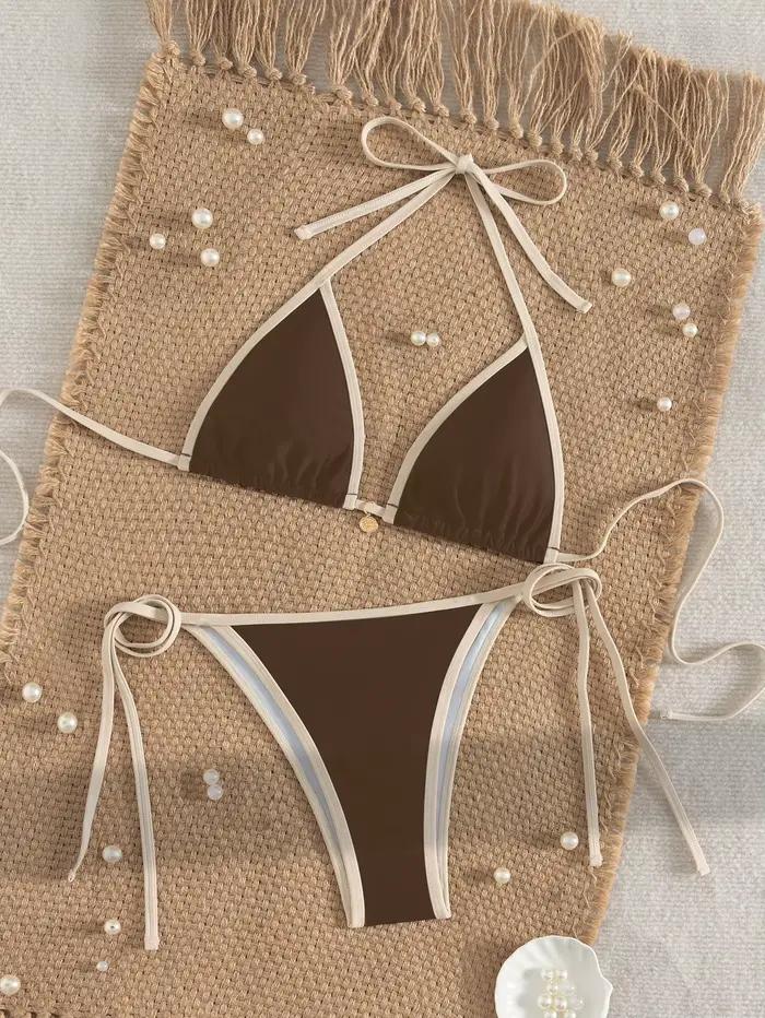 Nouveau Maillot de Bain Patchwork Push-Up Femme 2026 – Bikini Sexy Brésilien Micro