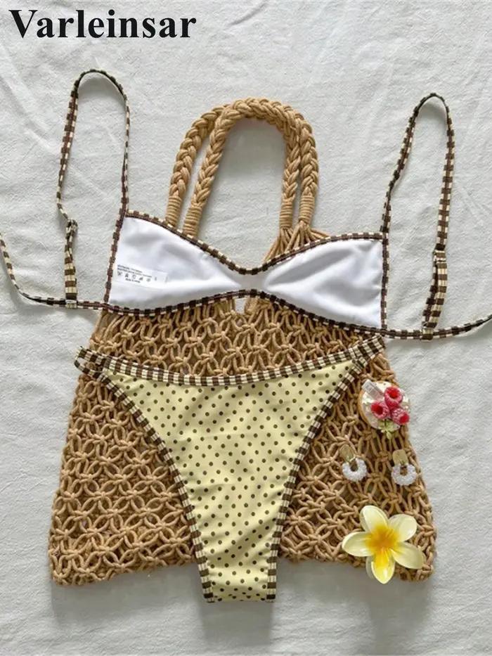 Maillot de bain deux pièces à pois pour femme