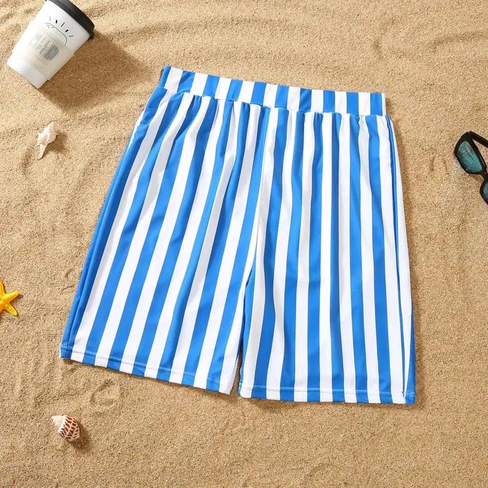 Maillots de bain assortis imprimés rayés pour femme, fille, homme, garçon - tenue de plage pour les vacances idéale pour toute la famille occasions spéciales