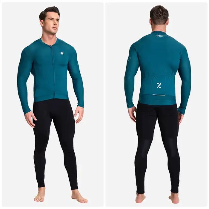 ZRSE Maillot de cyclisme pour hommes à manches longues UPF 50+ Anti-UV Coupe ajustée Maillot de cyclisme respirant Chemise de cyclisme sur route VTT à séchage rapide
