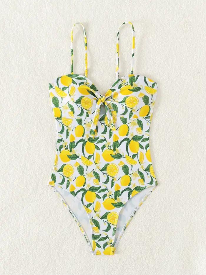 Nouveau Maillot de Bain Une Pièce Sexy 2026 à Imprimé Fruits Jaunes