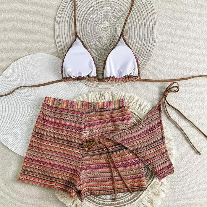 Maillot de bain sexy à rayures pour femmes
