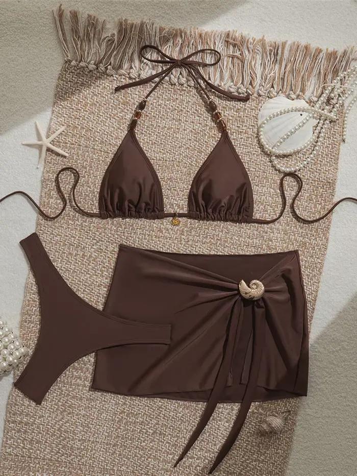 Ensemble de bikini trois pièces pour femme