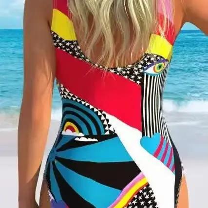 Nouvelle collection 2026 : Maillot de bain une pièce imprimé abstrait pour femme