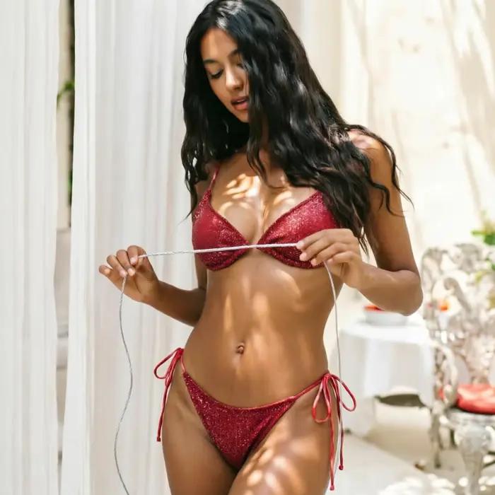 Bikini triangulaire à paillettes sexy pour femmes